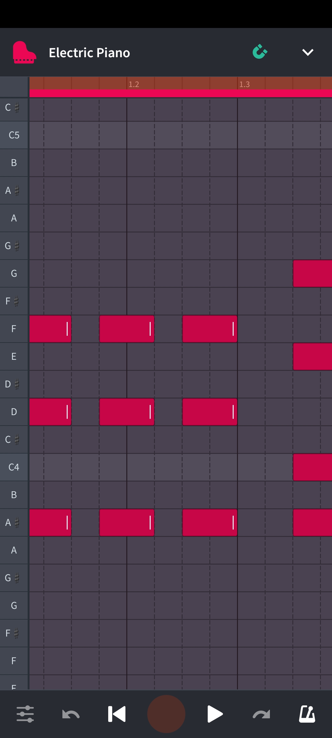 Chord notes pattern bandlab