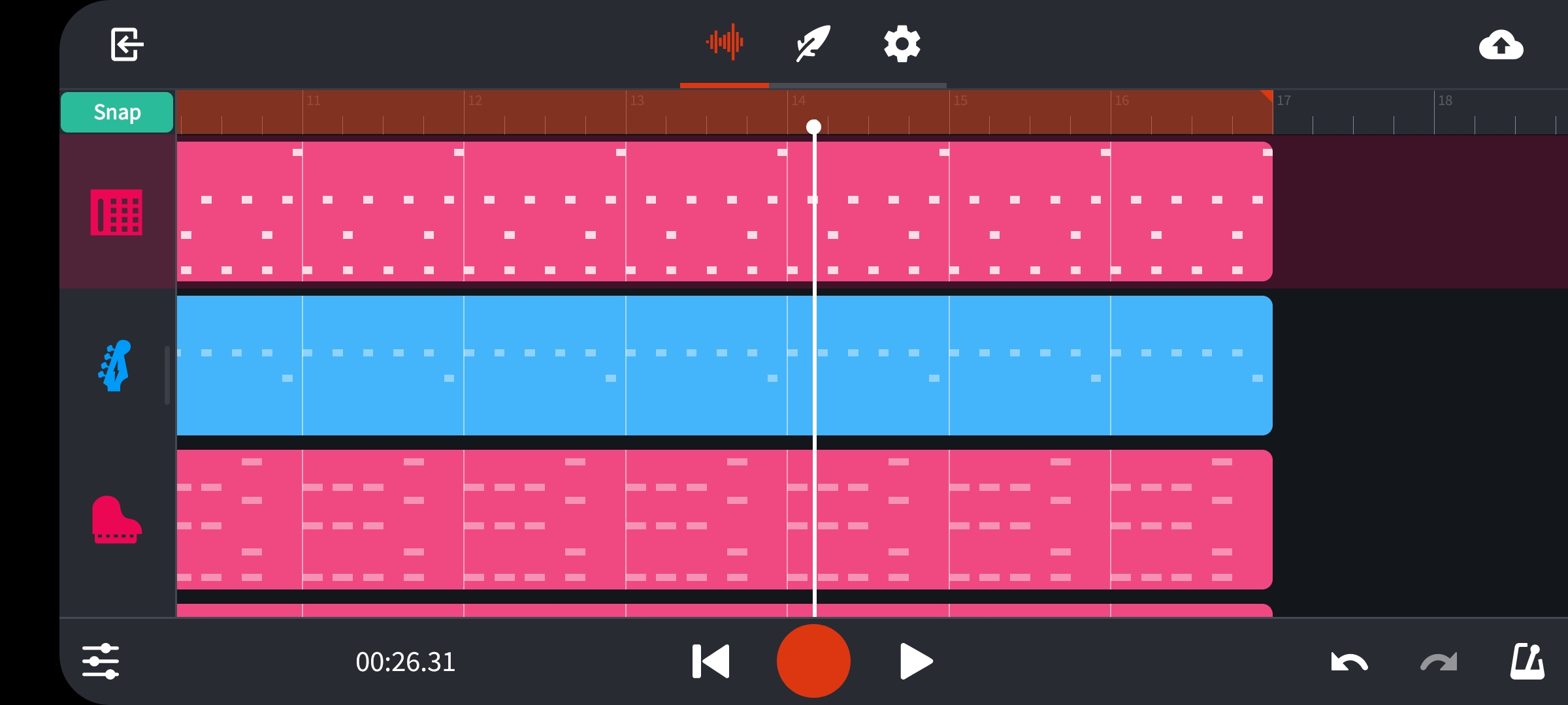 Looped clips in bandlab