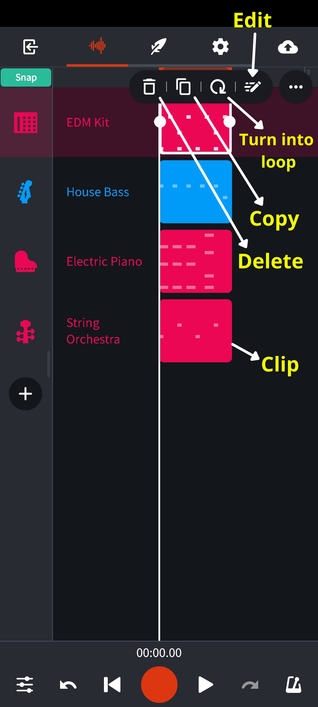 Clip Controls bandlab