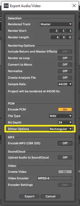 Dithering in Ableton Live